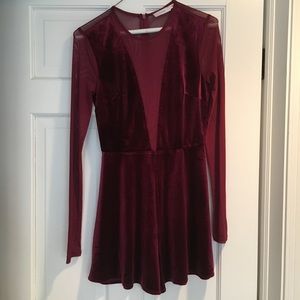 Red Velvet/Mesh Romper